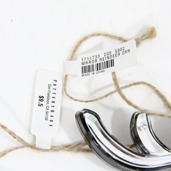 Pottery Barn Reindeer Ornament NEW Set of 2 Mirrored Christmas decor gift - Picture 6 of 7